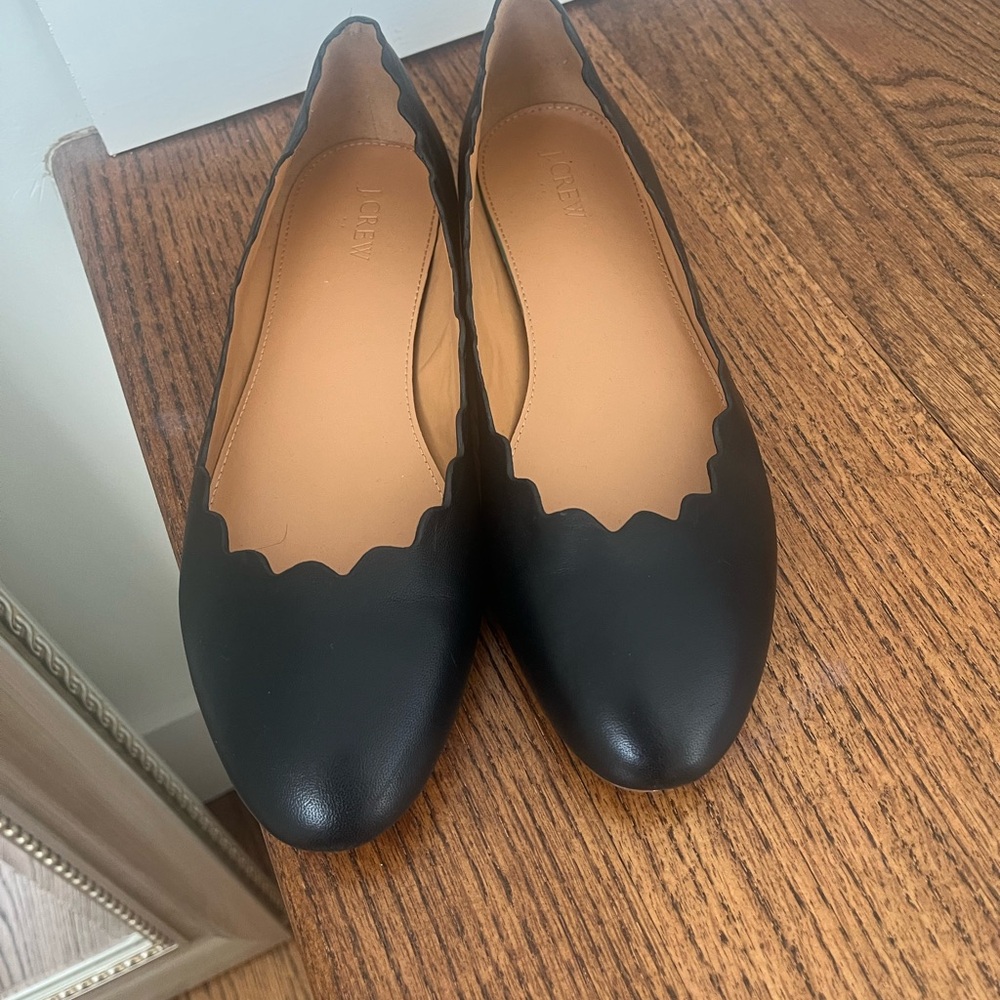J. Crew Black Scalloped Leather Flats - Picture 2 of 4